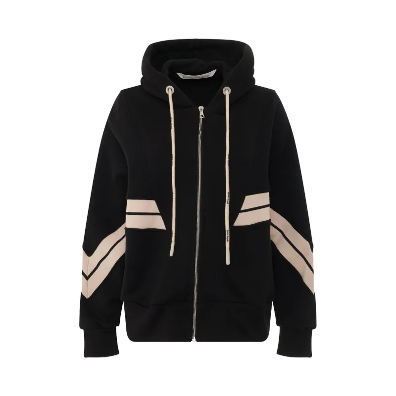 Track Rib Zipped Hoodie in Black/Butter sold by MARAIS