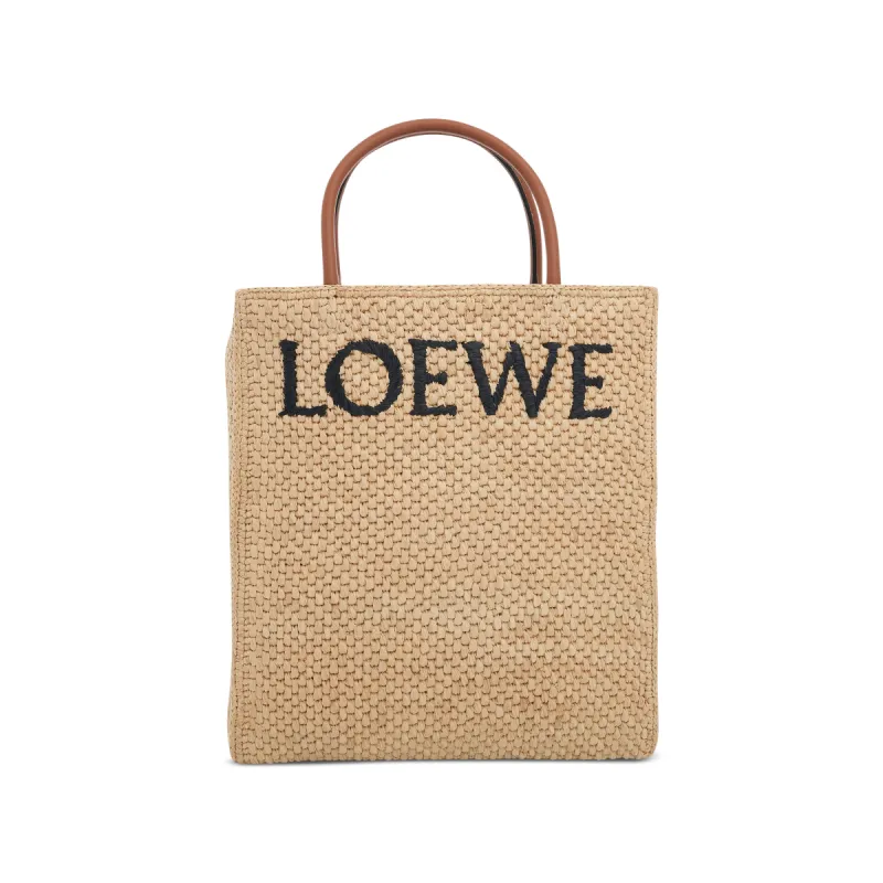 Standard A4 Tote Bag in Raffia in Natural/Black sold by MARAIS