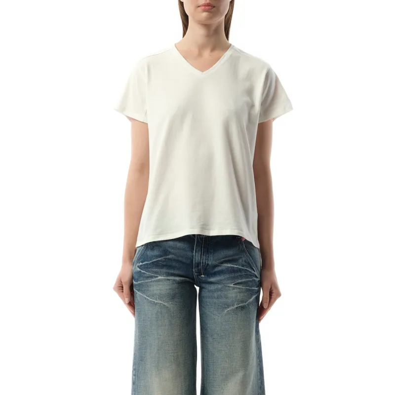 V-Neck Short Sleeve T-Shirt in White sold by MARAIS