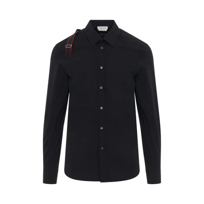 Logo Tape Shirt in Black sold by MARAIS