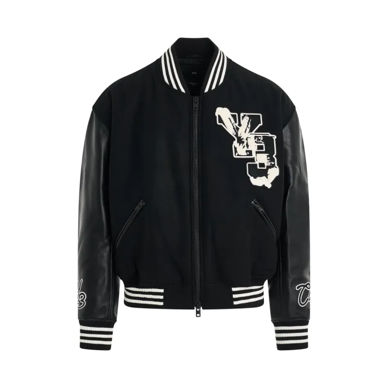 Letterman Jacket in Black/White sold by MARAIS