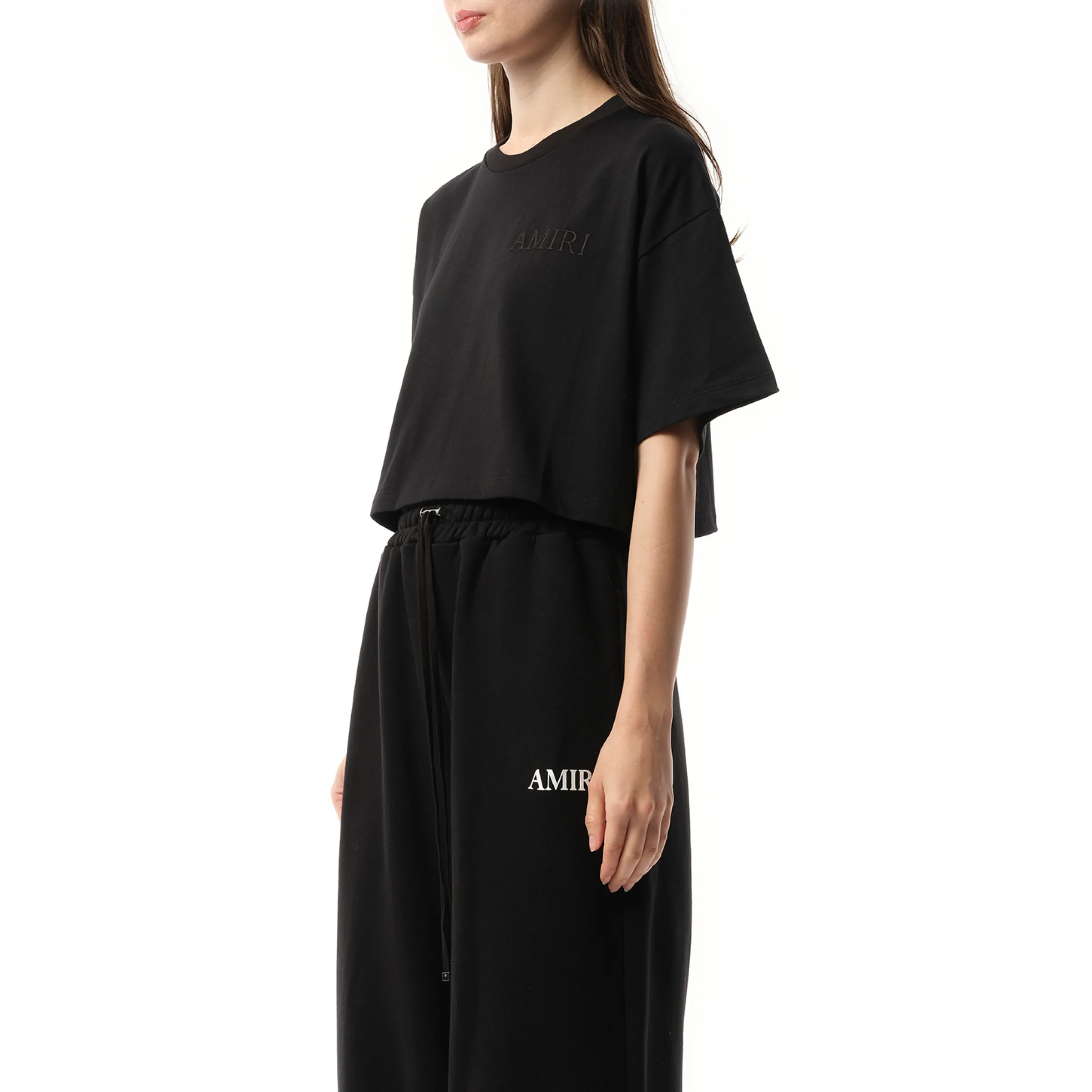Amiri Embroidered Cropped T-Shirt in Black sold by MARAIS product image thumbnail 5