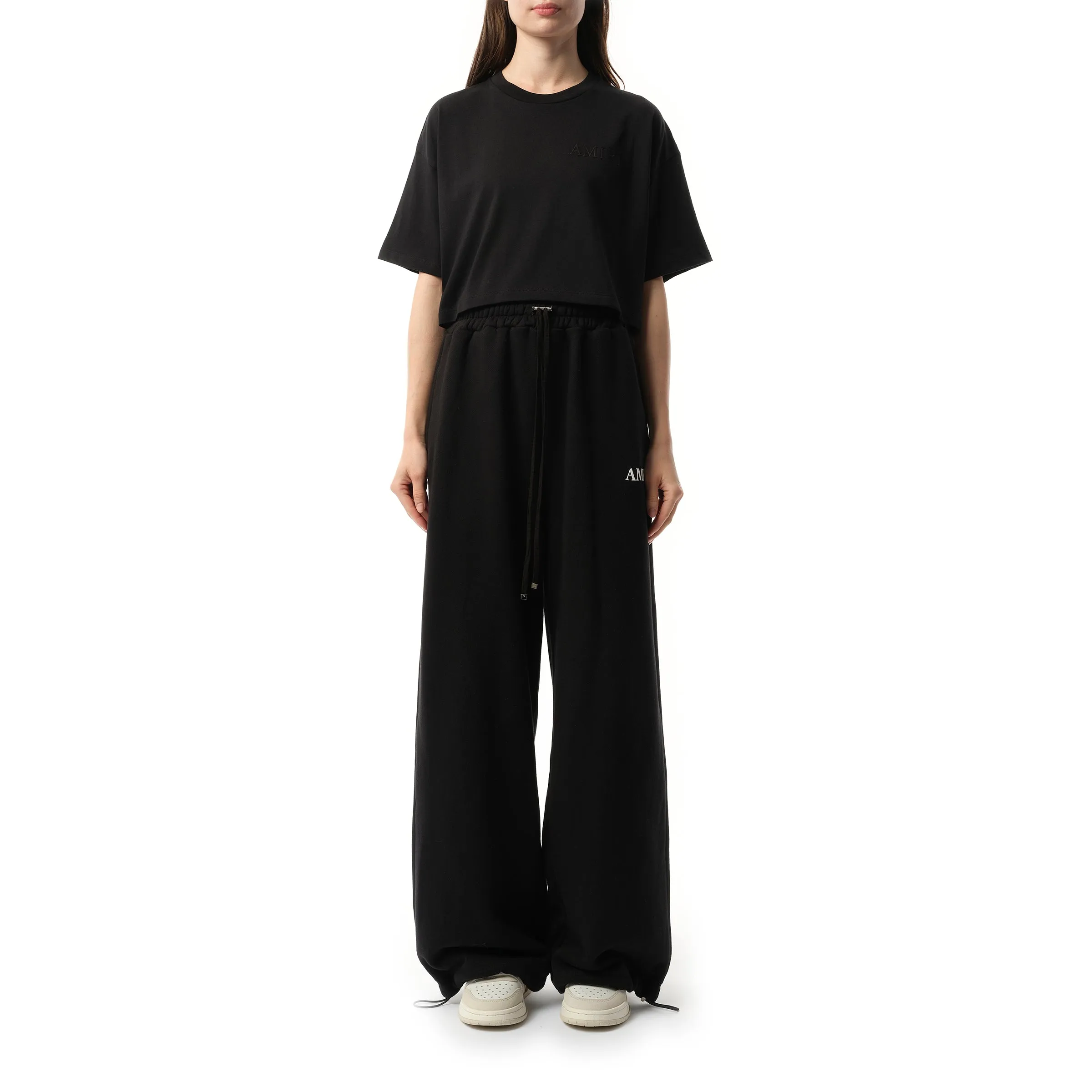 Amiri Embroidered Cropped T-Shirt in Black sold by MARAIS product image thumbnail 4