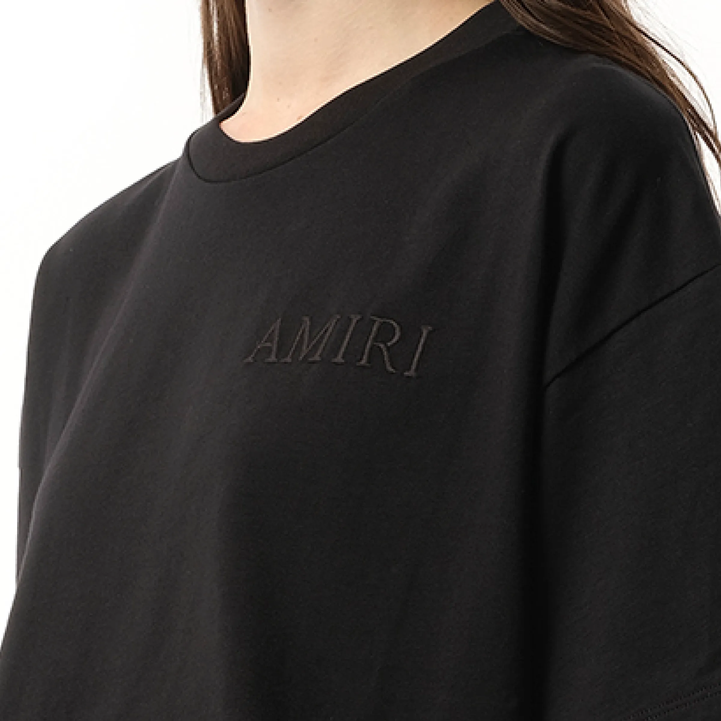 Amiri Embroidered Cropped T-Shirt in Black sold by MARAIS product image thumbnail 3