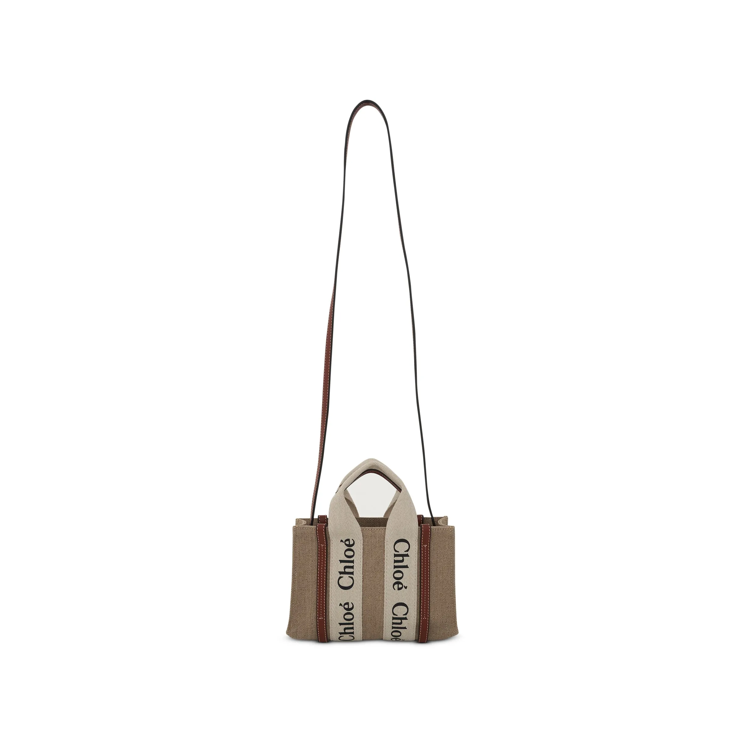 Mini Woody Tote Bag with Strap in White/Brown sold by MARAIS product image thumbnail 2