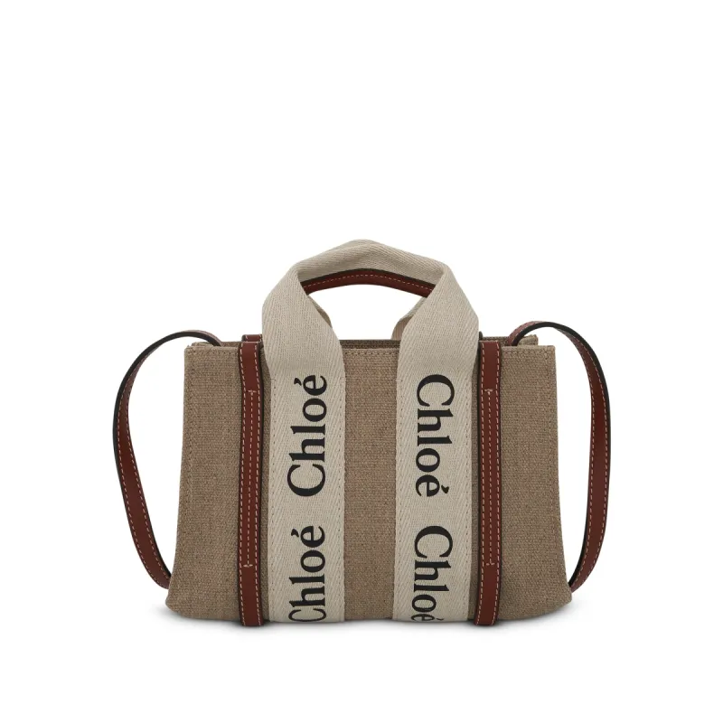 Mini Woody Tote Bag with Strap in White/Brown sold by MARAIS