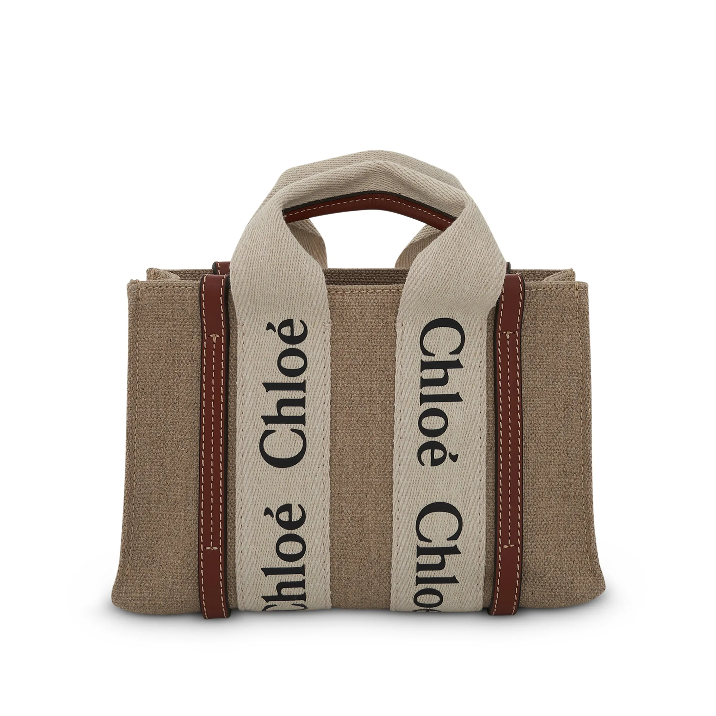 Mini Woody Tote Bag with Strap in White/Brown sold by MARAIS product image thumbnail 4