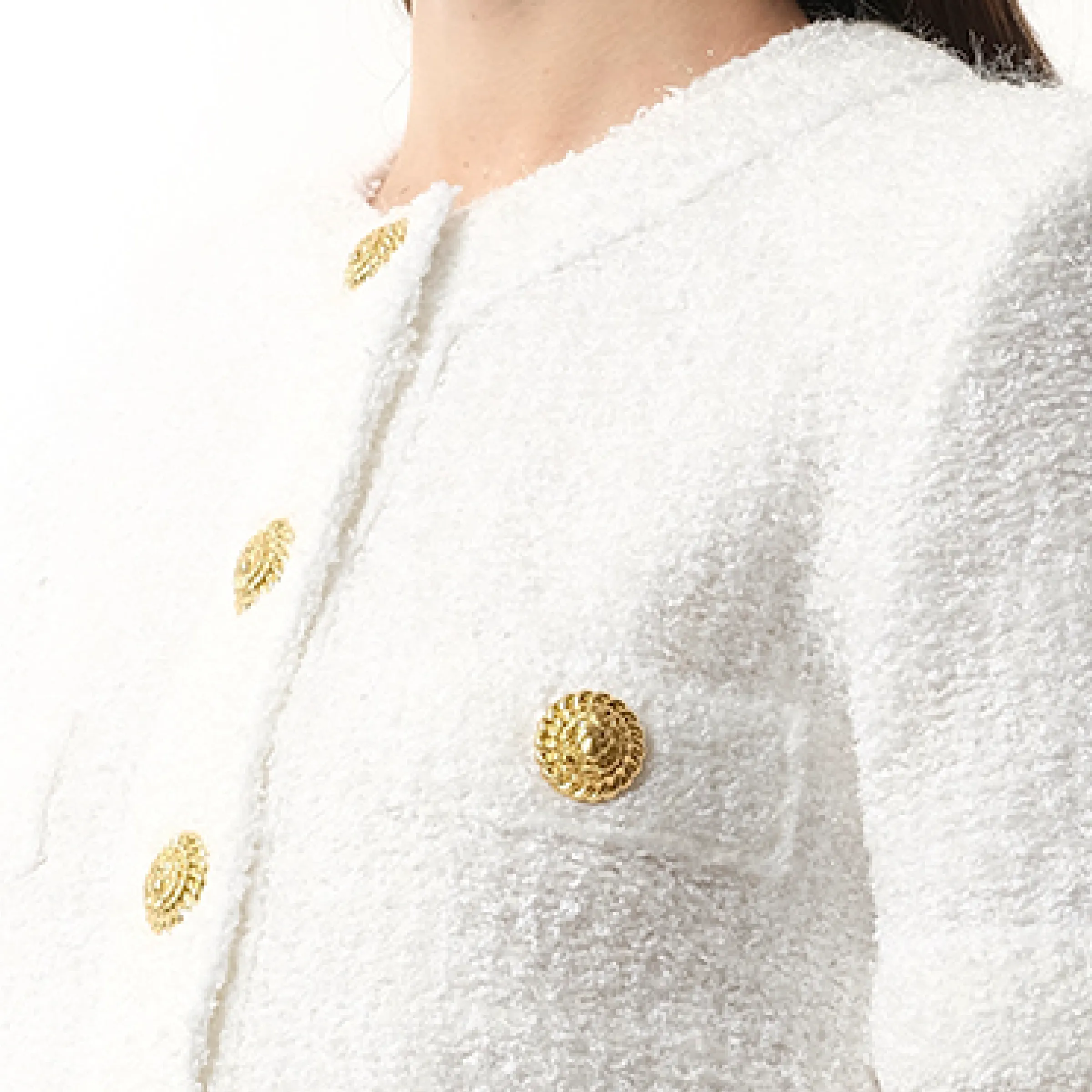 Short Sleeve Buttoned Knit Cardigan in White sold by MARAIS product image thumbnail 3