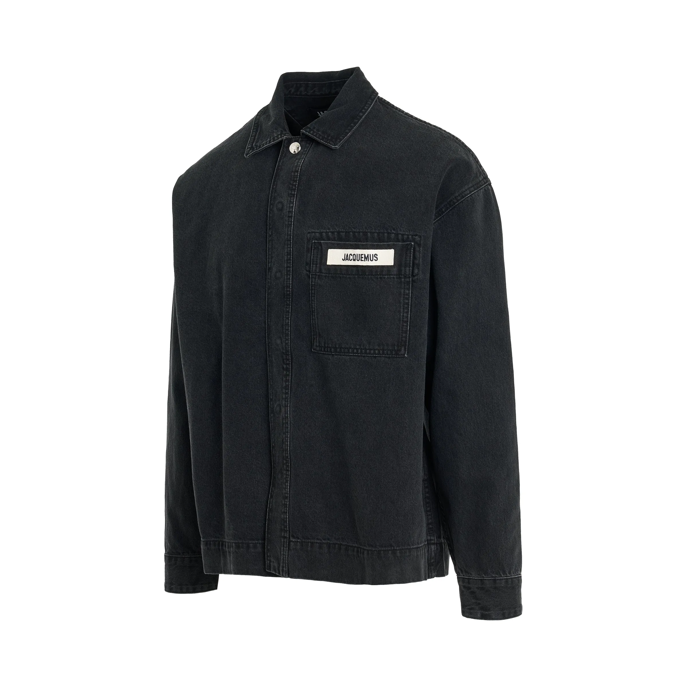 Logo Denim Overshirt in Black sold by MARAIS product image thumbnail 2