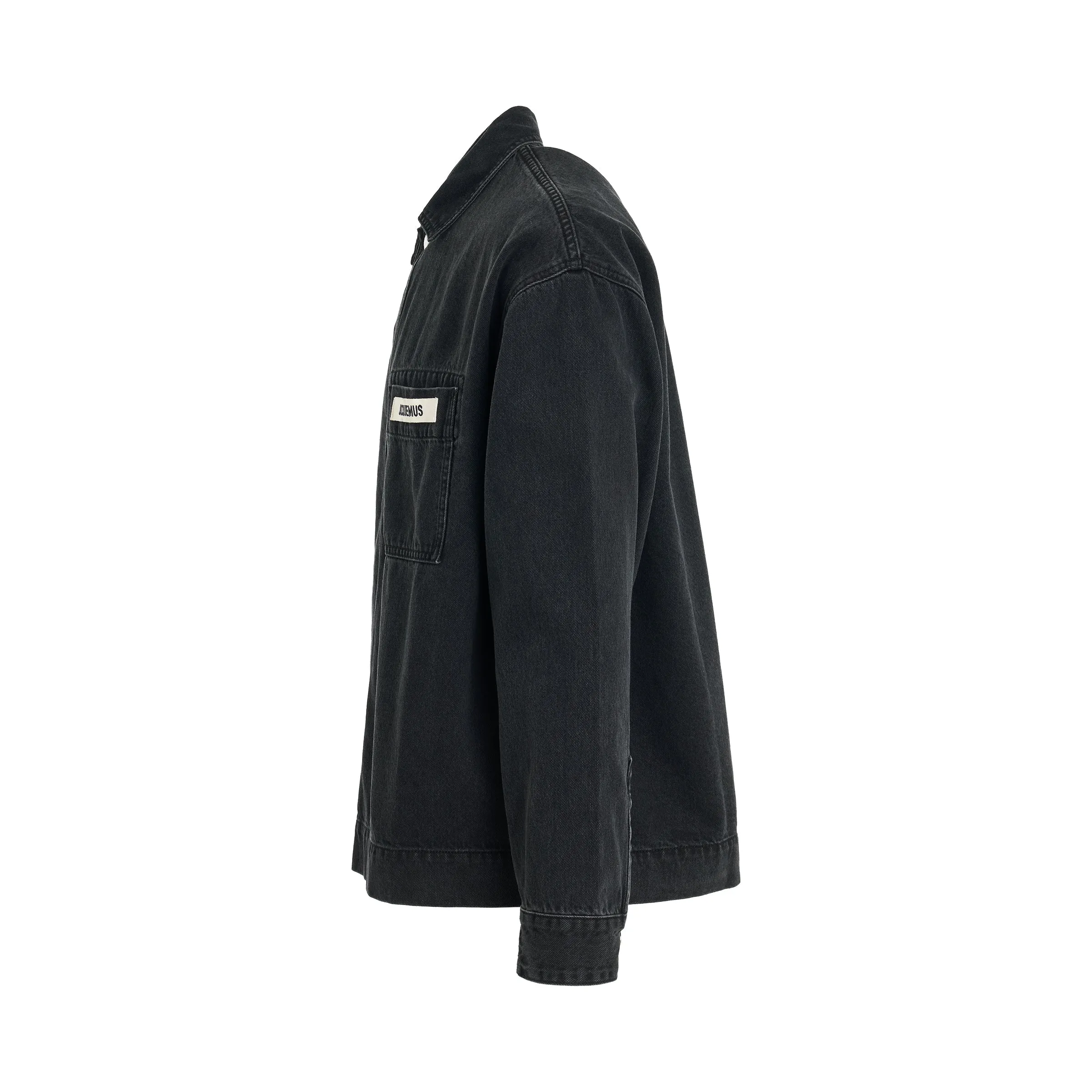 Logo Denim Overshirt in Black sold by MARAIS product image thumbnail 3