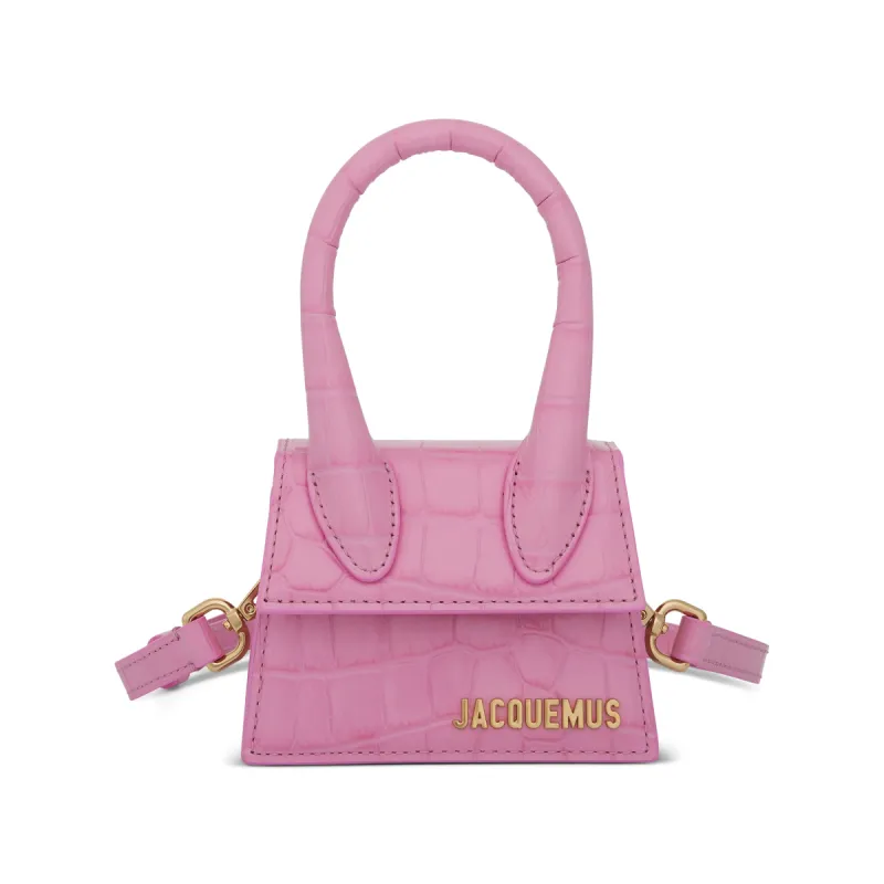 Le Chiquito Moyen Croc Embossed Leather Bag in Pink sold by MARAIS