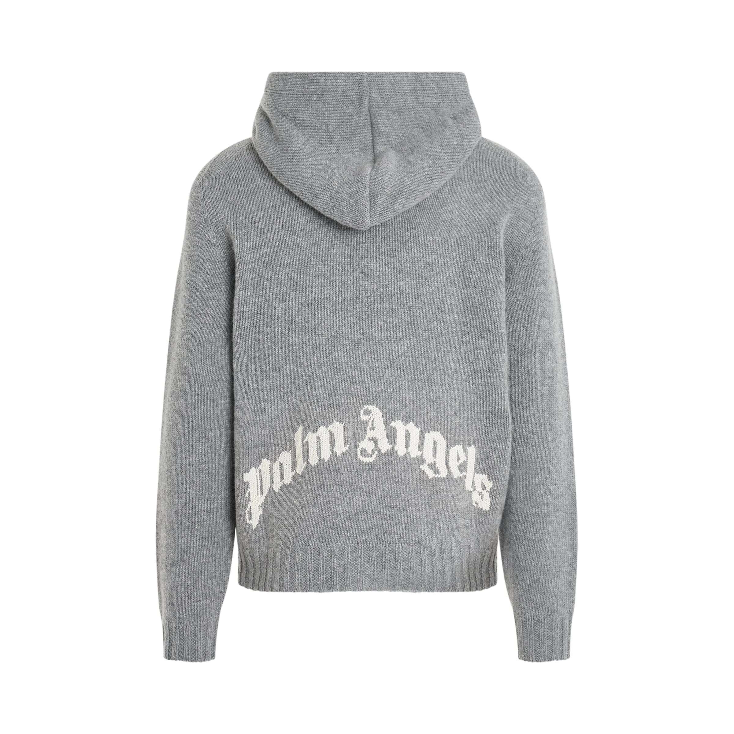 Curved Logo Zip Knit Hoodie in Melange Grey sold by MARAIS product image thumbnail 4
