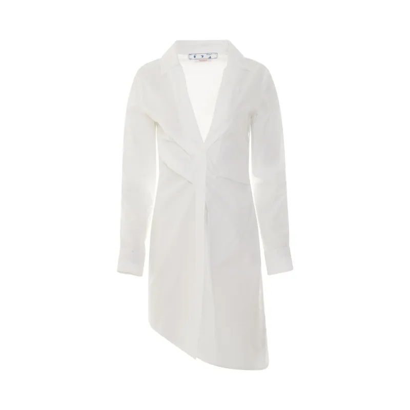 Popeline Draped Shirt Dress in White sold by MARAIS