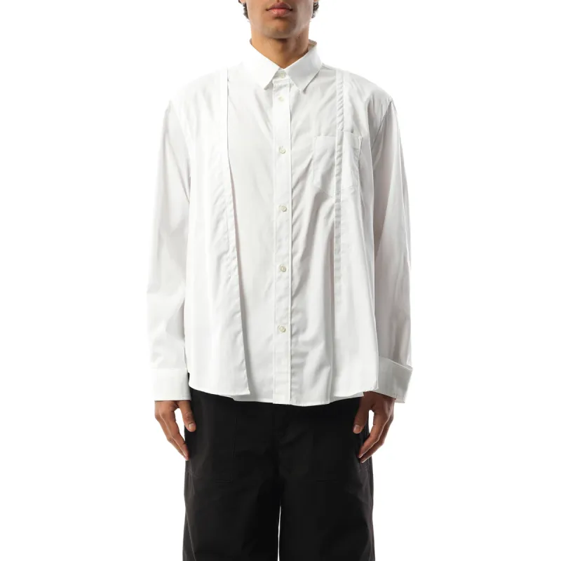Cotton Poplin Pleated Shirt in Off White sold by MARAIS