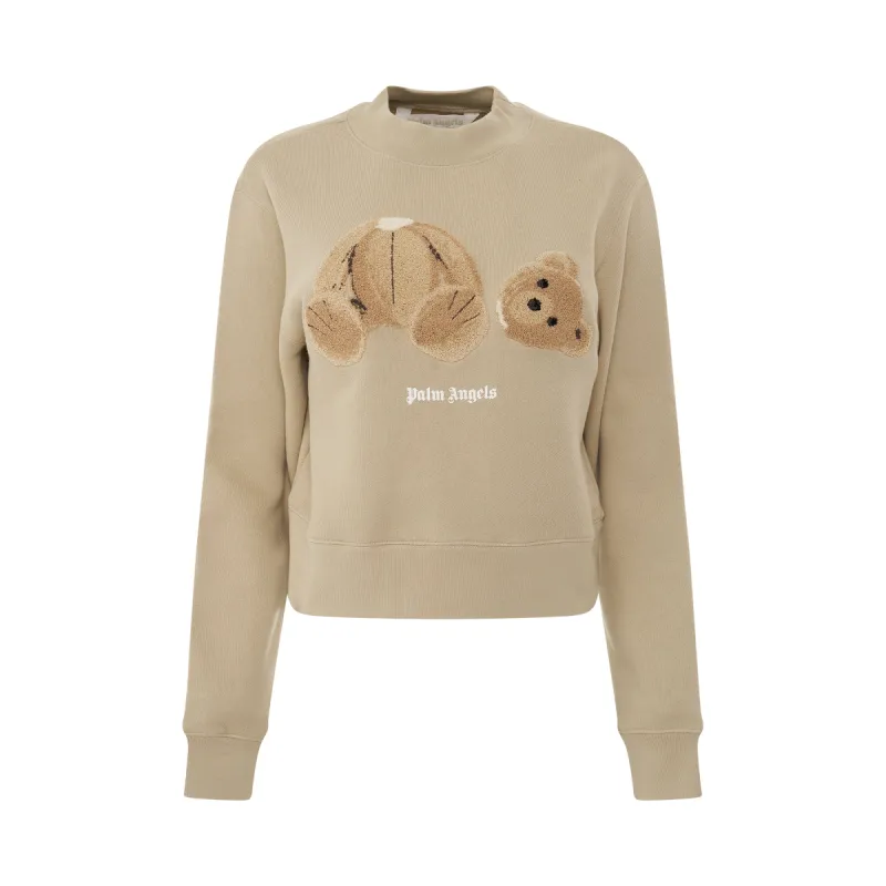 Palm Angels Bear Fitted Crewneck in Beige/Brown sold by MARAIS