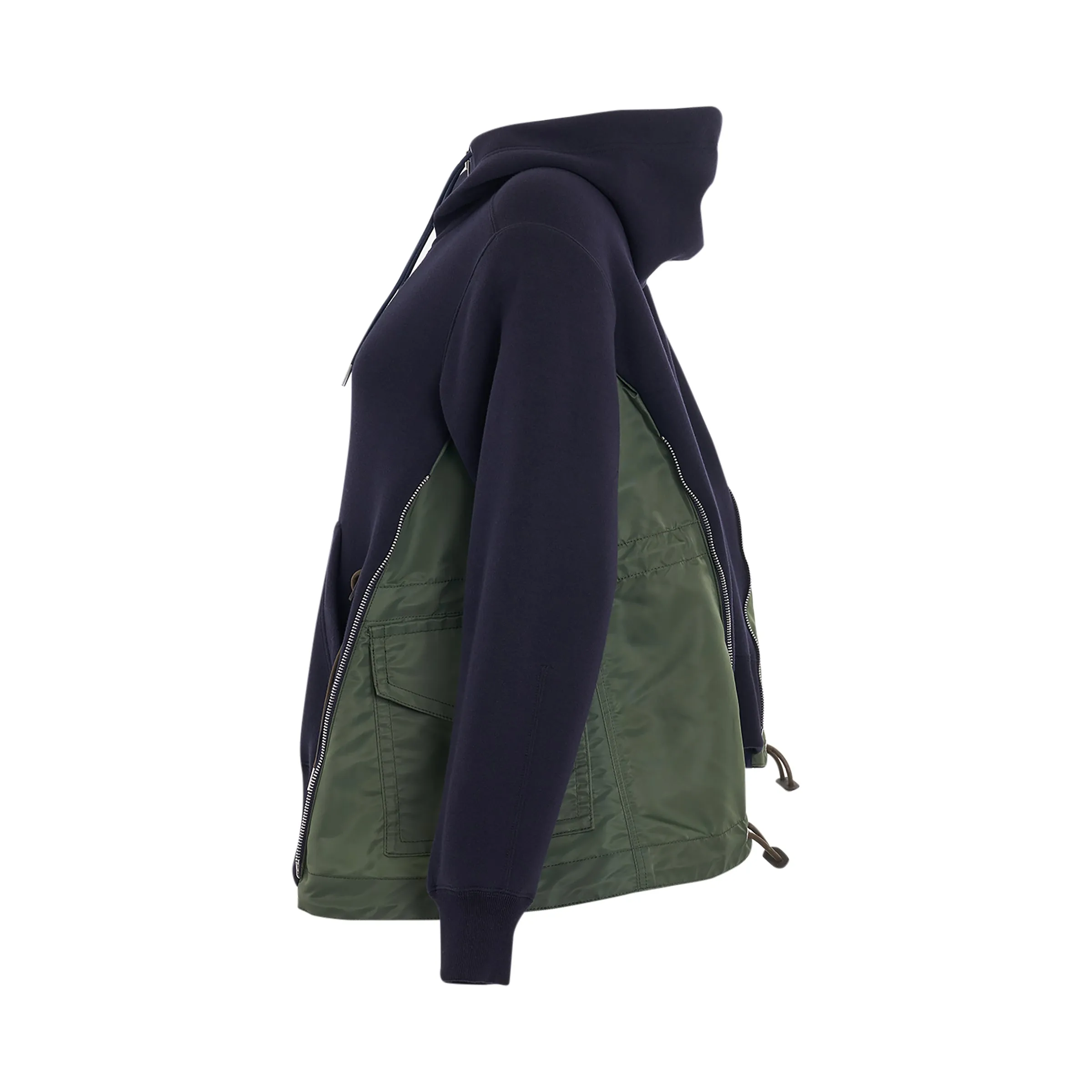 Sponge Sweat & Nylon Twill Hoodie in Navy sold by MARAIS product image thumbnail 3