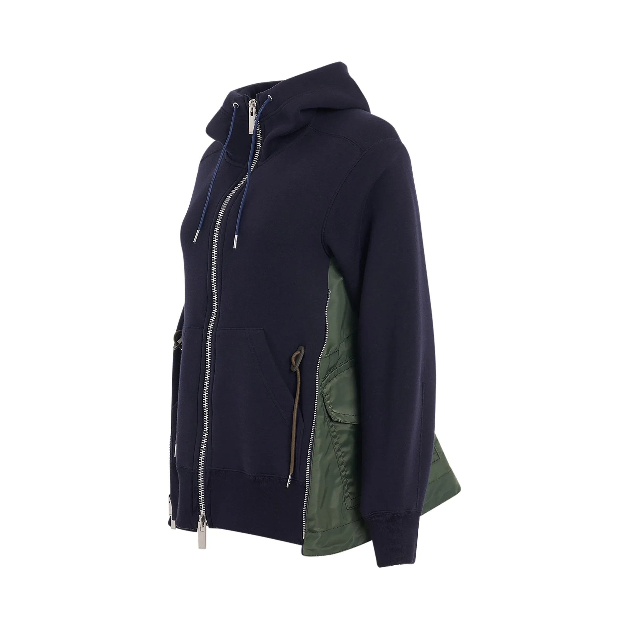 Sponge Sweat & Nylon Twill Hoodie in Navy sold by MARAIS product image thumbnail 2