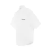 Logo Short Sleeve Oversized Shirt in White sold by MARAIS