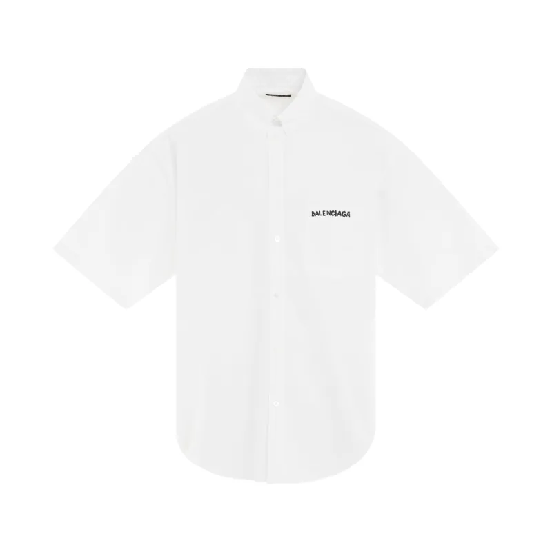 Logo Short Sleeve Oversized Shirt in White sold by MARAIS