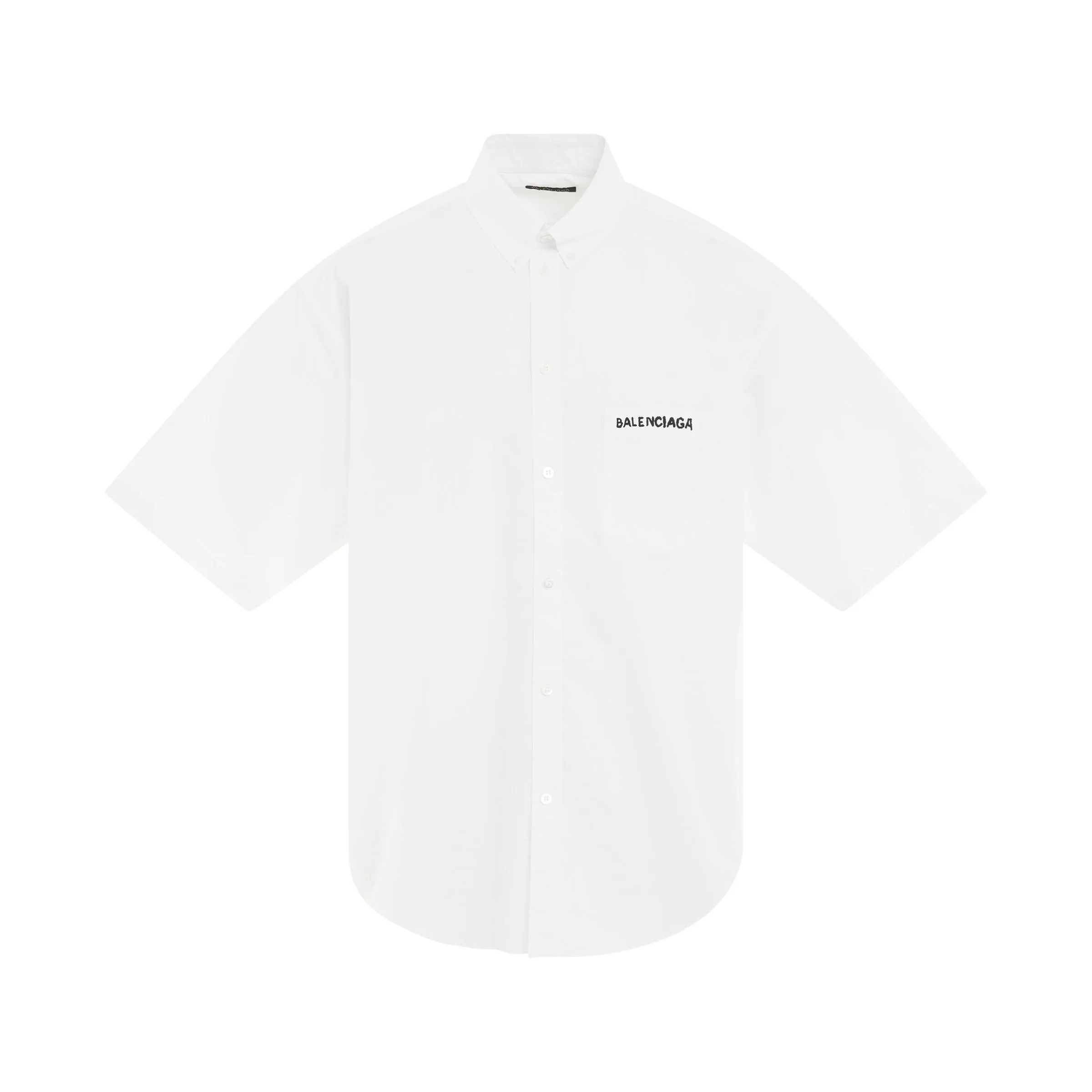 Logo Short Sleeve Oversized Shirt in White sold by MARAIS