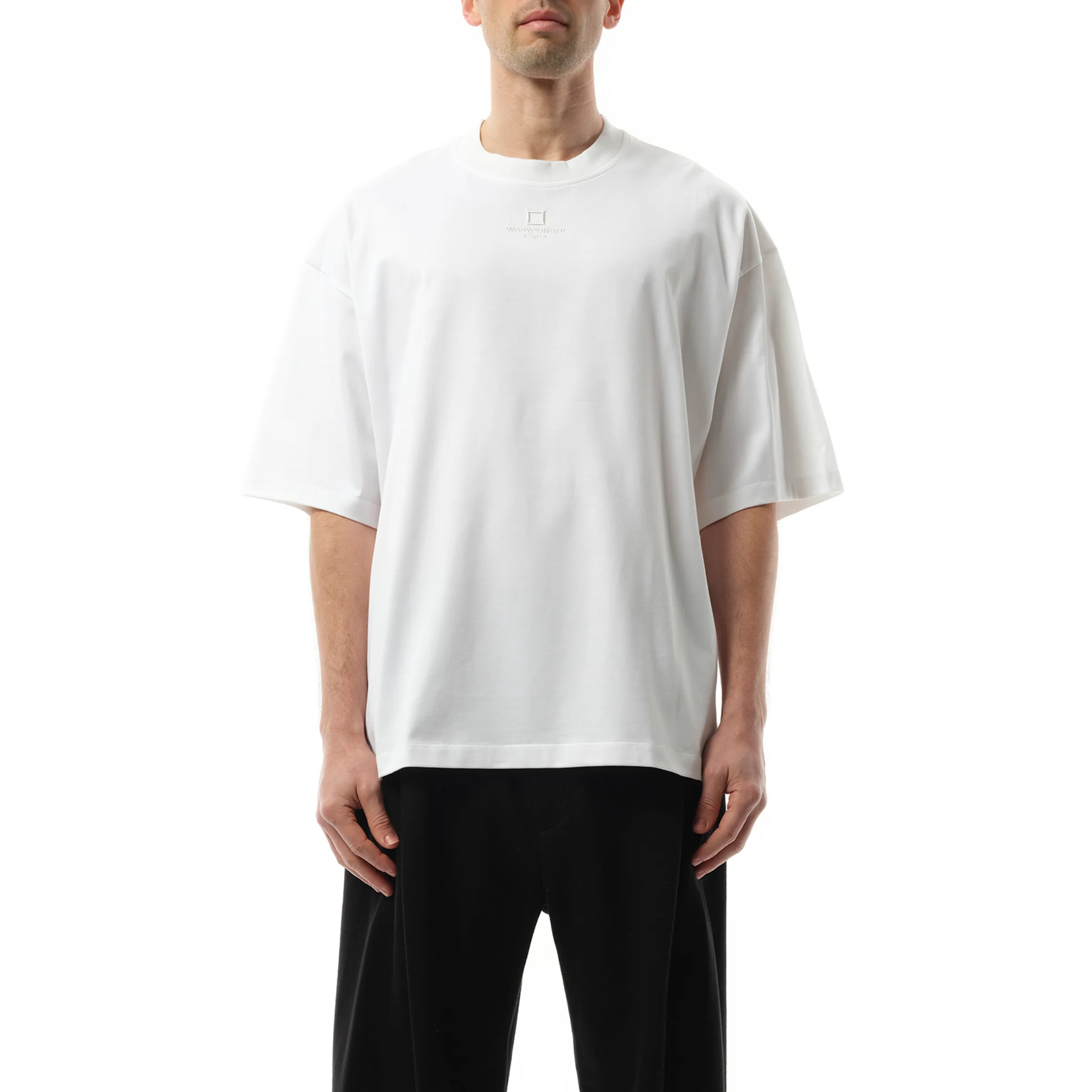 Square Embroidery T-Shirt in White sold by MARAIS