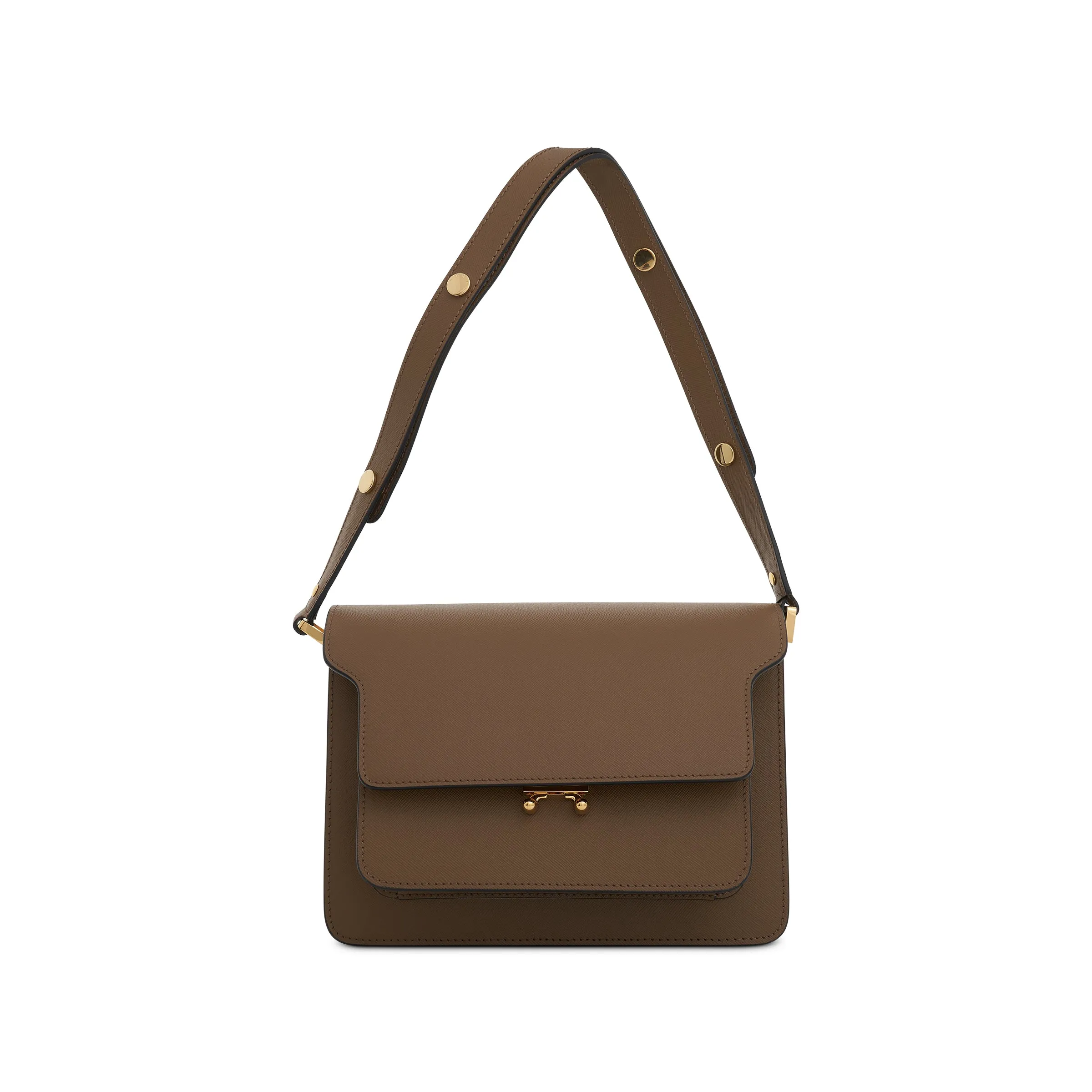 Trunk Medium Saffiano Leather Bag in Cigar sold by MARAIS