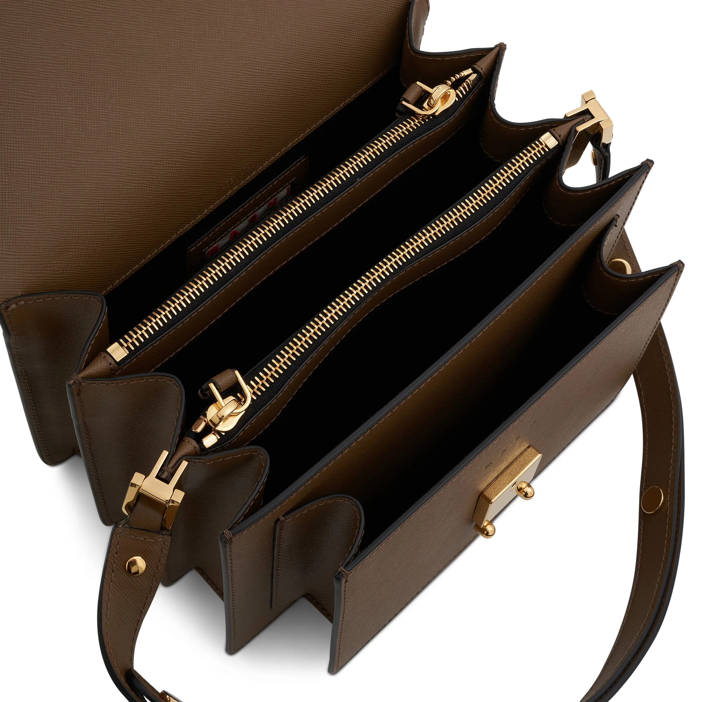 Trunk Medium Saffiano Leather Bag in Cigar sold by MARAIS product image thumbnail 4