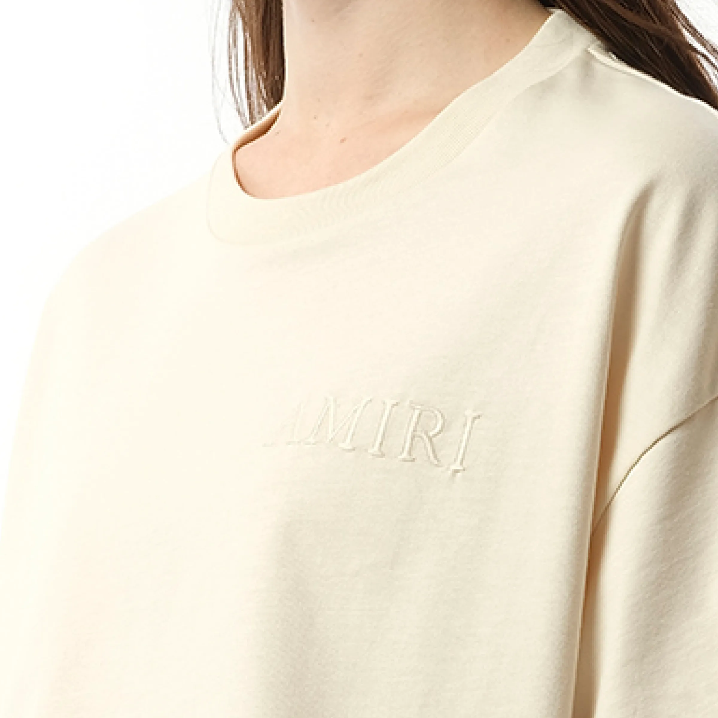 Amiri Embroidered Cropped T-Shirt in Alabaster sold by MARAIS product image thumbnail 3