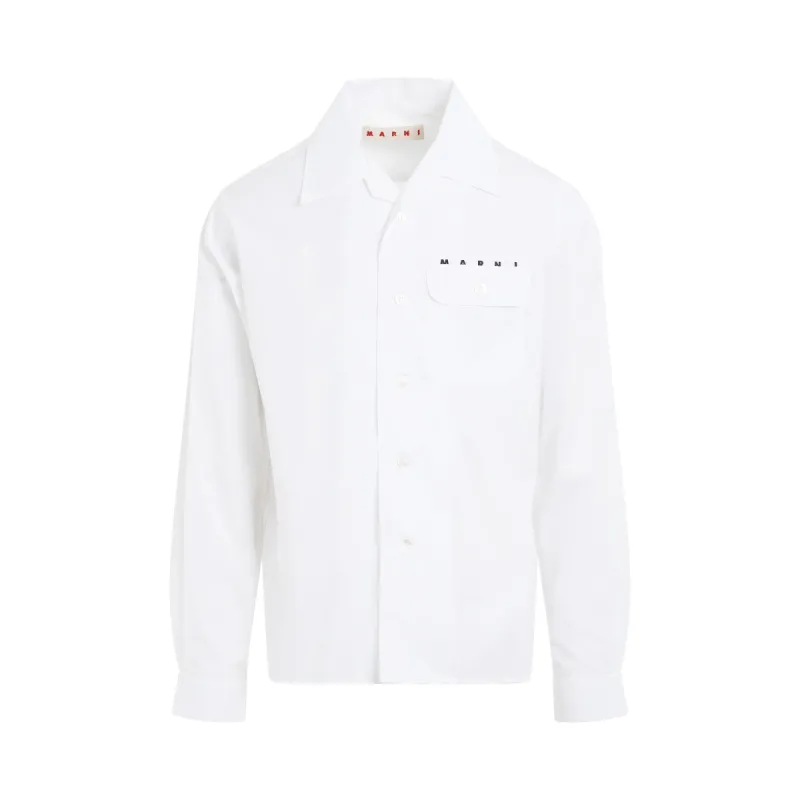 Logo Long Sleeve Shirt in Lily White sold by MARAIS
