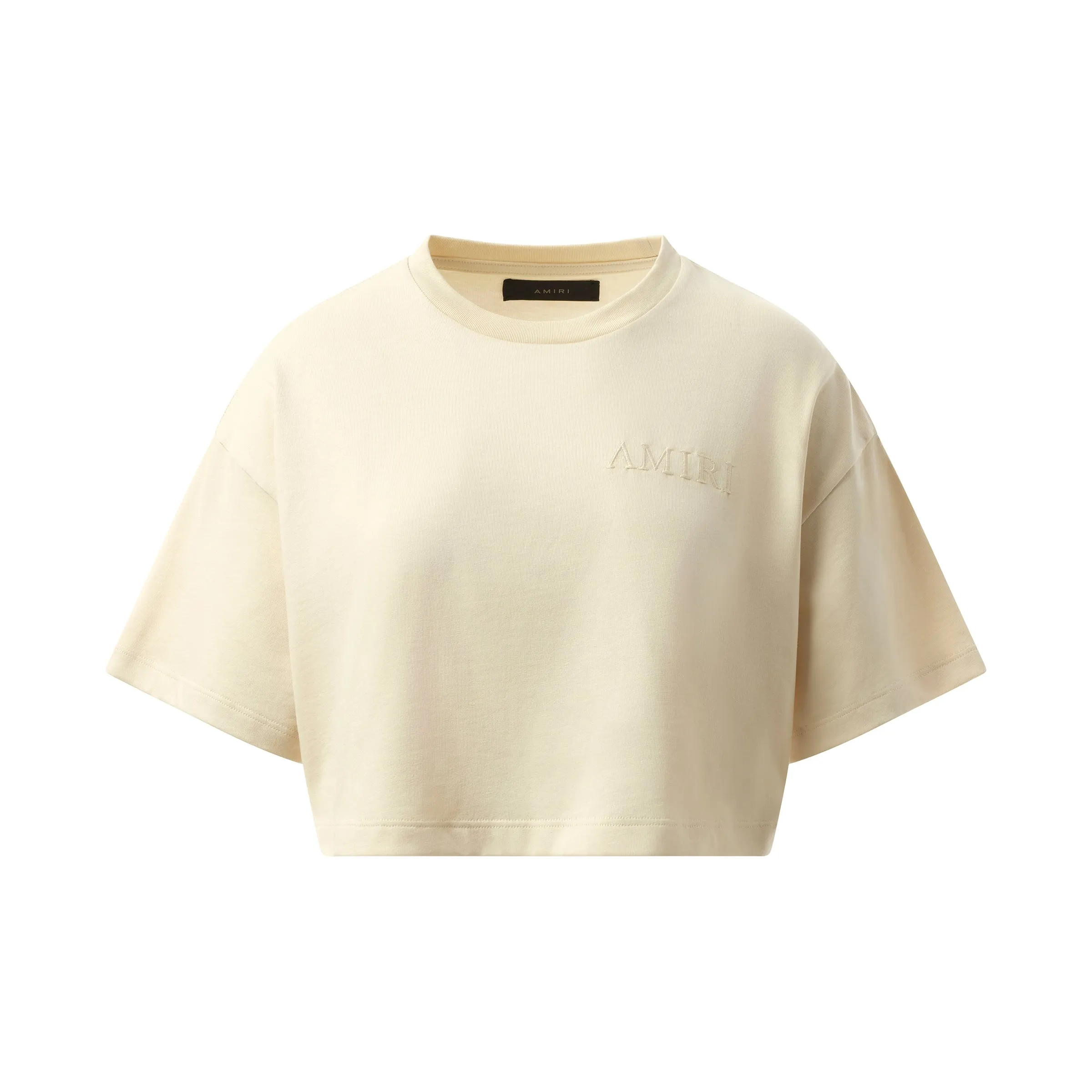 Amiri Embroidered Cropped T-Shirt in Alabaster sold by MARAIS product image thumbnail 2