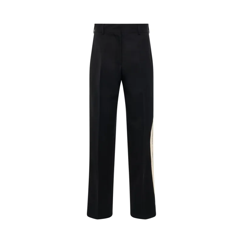 Knit Tape Suit Pants in Black/Off White sold by MARAIS