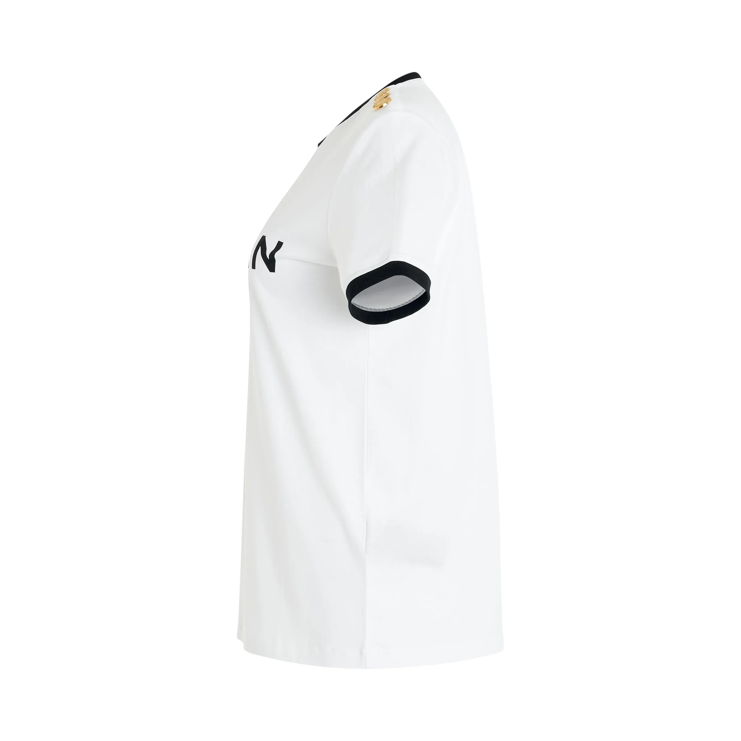 3 Button Balmain Print Bicolour T-Shirt in White/Black sold by MARAIS product image thumbnail 3