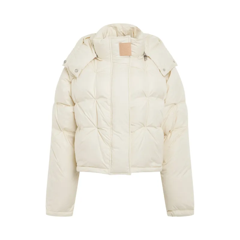 Short Puffer in Parachute Nylon in Ivory made by MARAIS