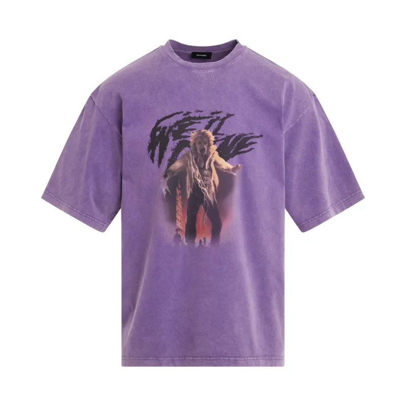 Vintage Horror Print T-Shirt in Purple sold by MARAIS