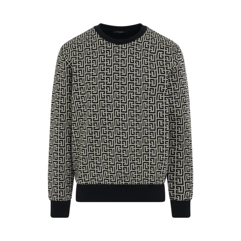 Monogram Allover Sweatshirt in Ivory/Black sold by MARAIS