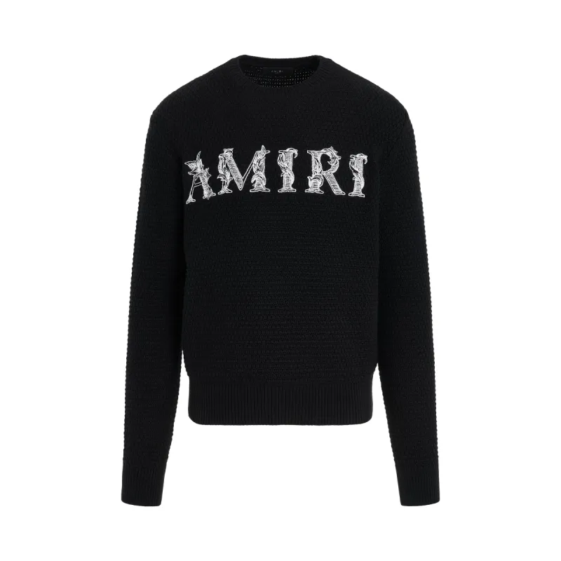 Baroque Logo Sweatshirt in Black made by AMIRI