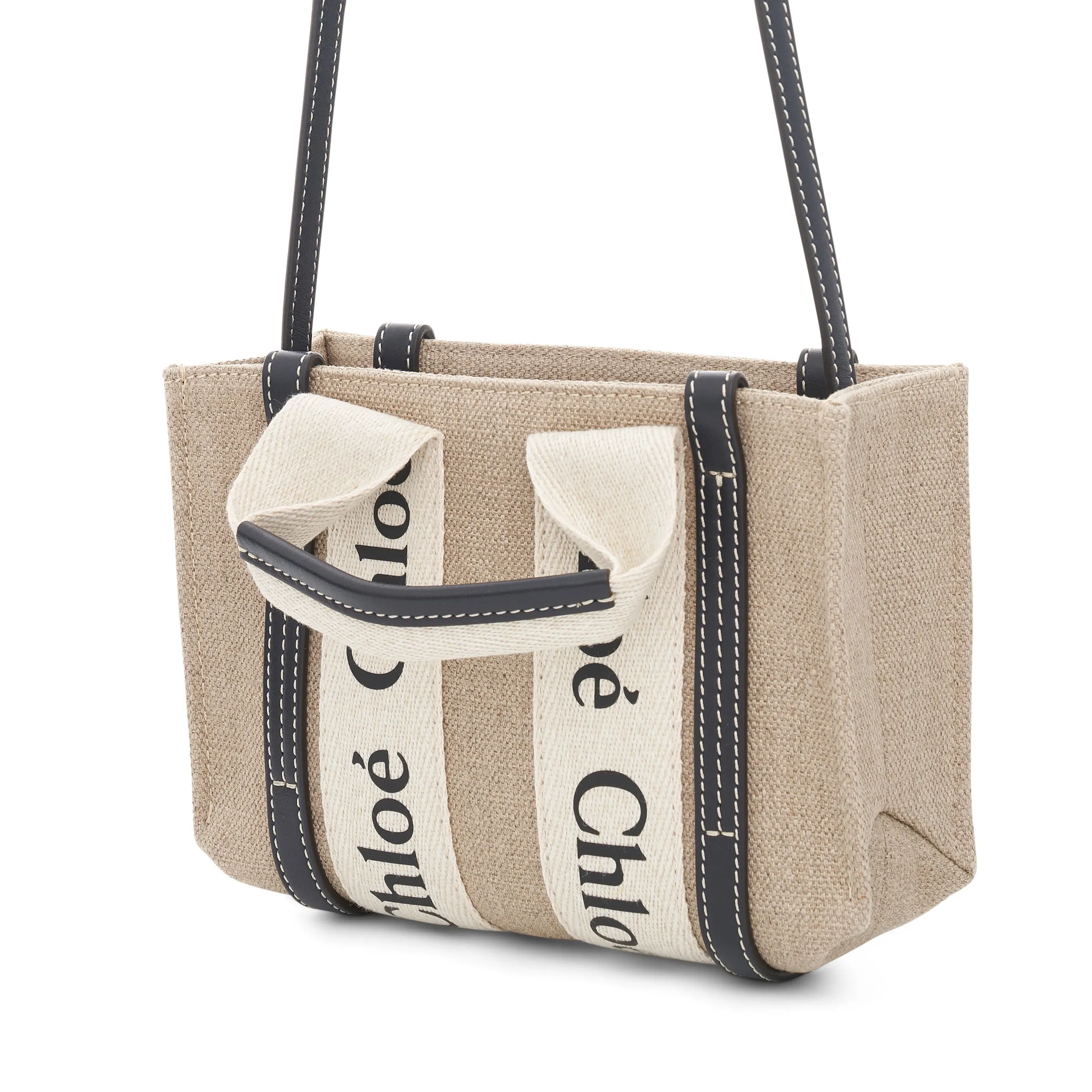Mini Woody Tote Bag with Strap in White/Blue sold by MARAIS product image thumbnail 4