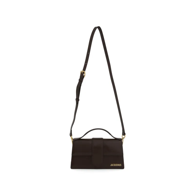 Le Grand Bambino Patent Leather Bag in Midnight Brown sold by MARAIS