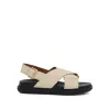 Fussbett Criscross Sandal in Silk White sold by MARAIS