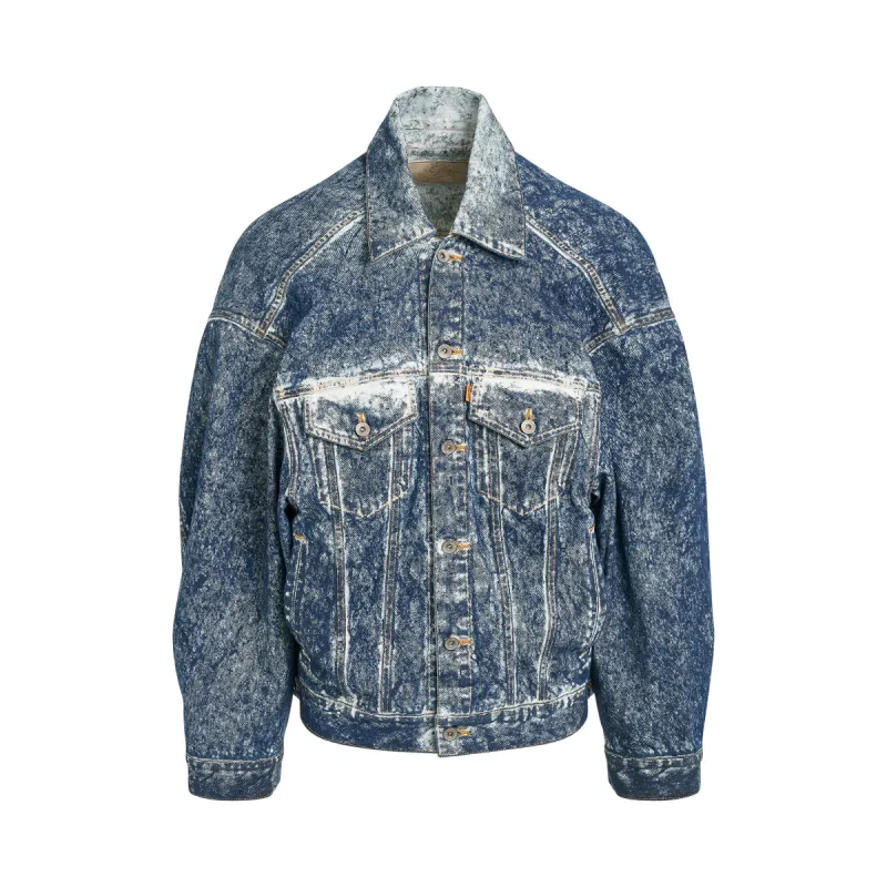 Acid Wash Denim Jacket in Indigo sold by MARAIS