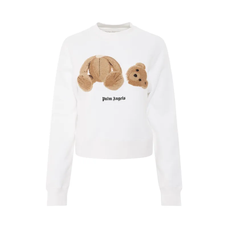 Palm Angels Bear Fitted Crewneck in White/Brown sold by MARAIS