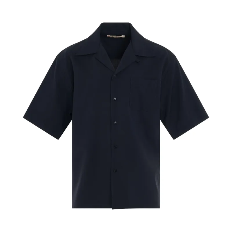 Wool Bowling Shirt in Blue Black sold by MARAIS