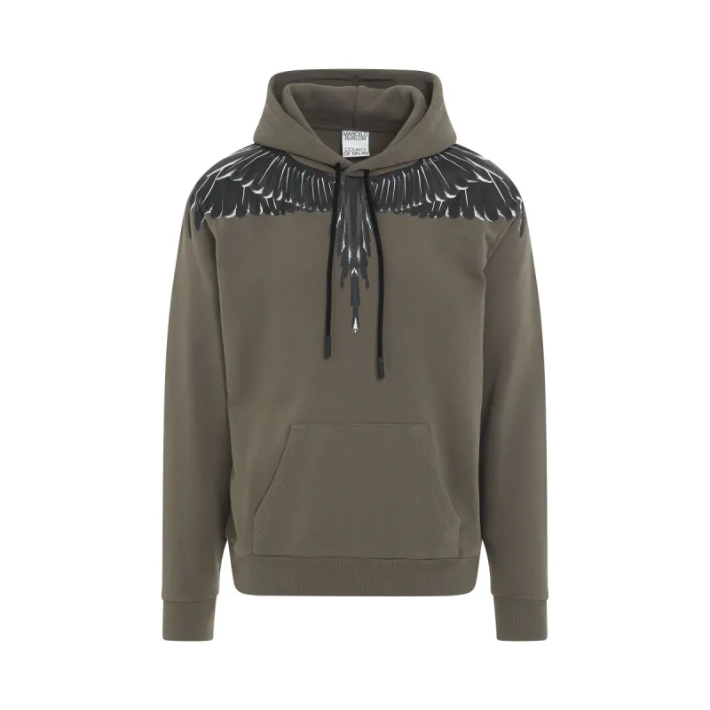 Icon Wings Regular Fit Hoodie in Army/Black sold by MARAIS