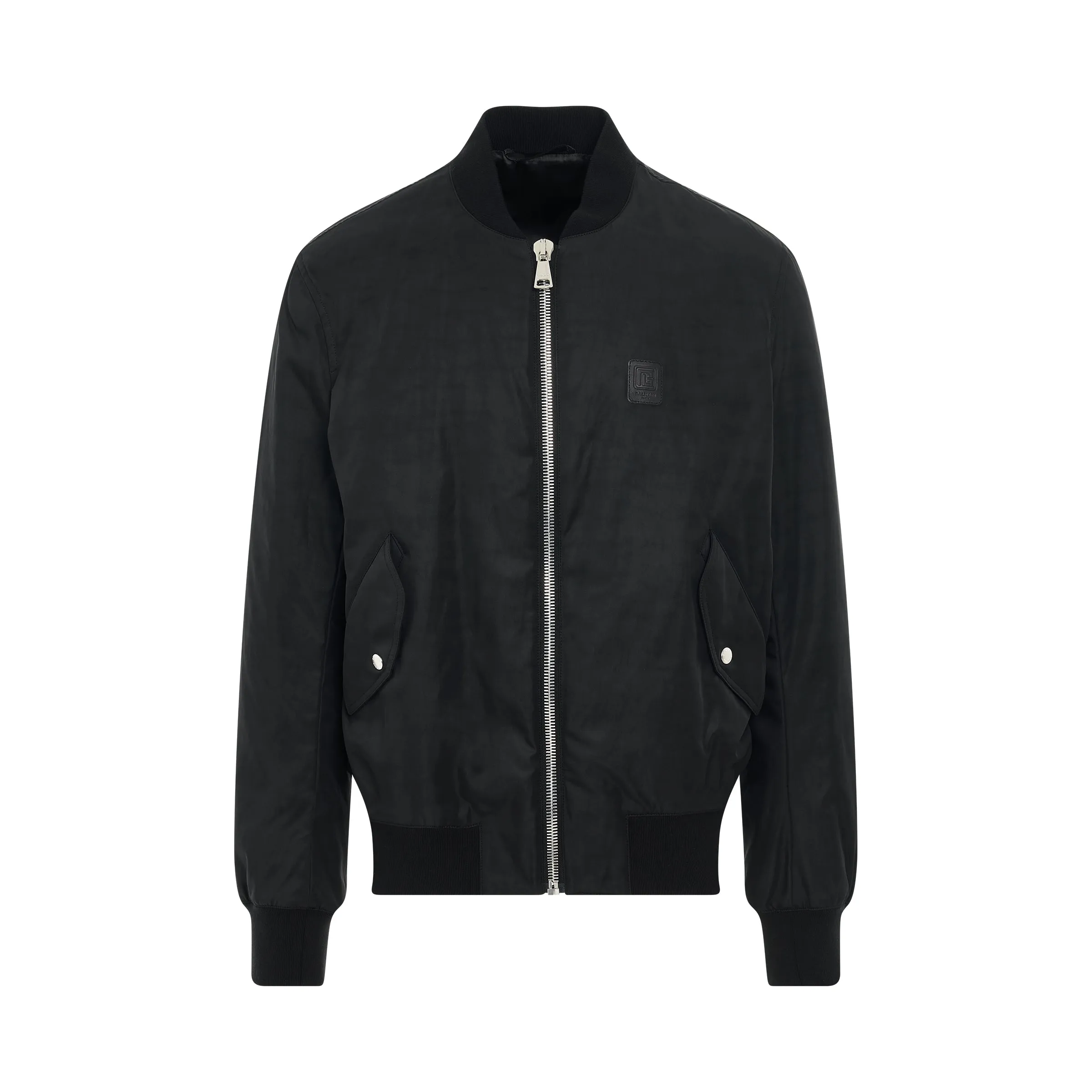 Logo Nylon Zipped Bomber Jacket in Black sold by MARAIS
