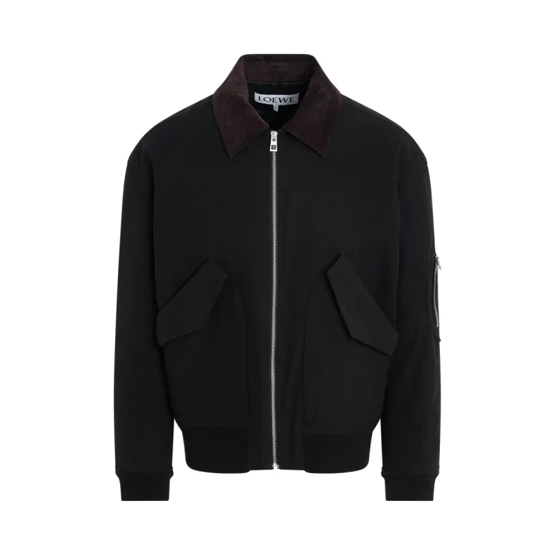 High Pocket Bomber Jacket in Black sold by MARAIS