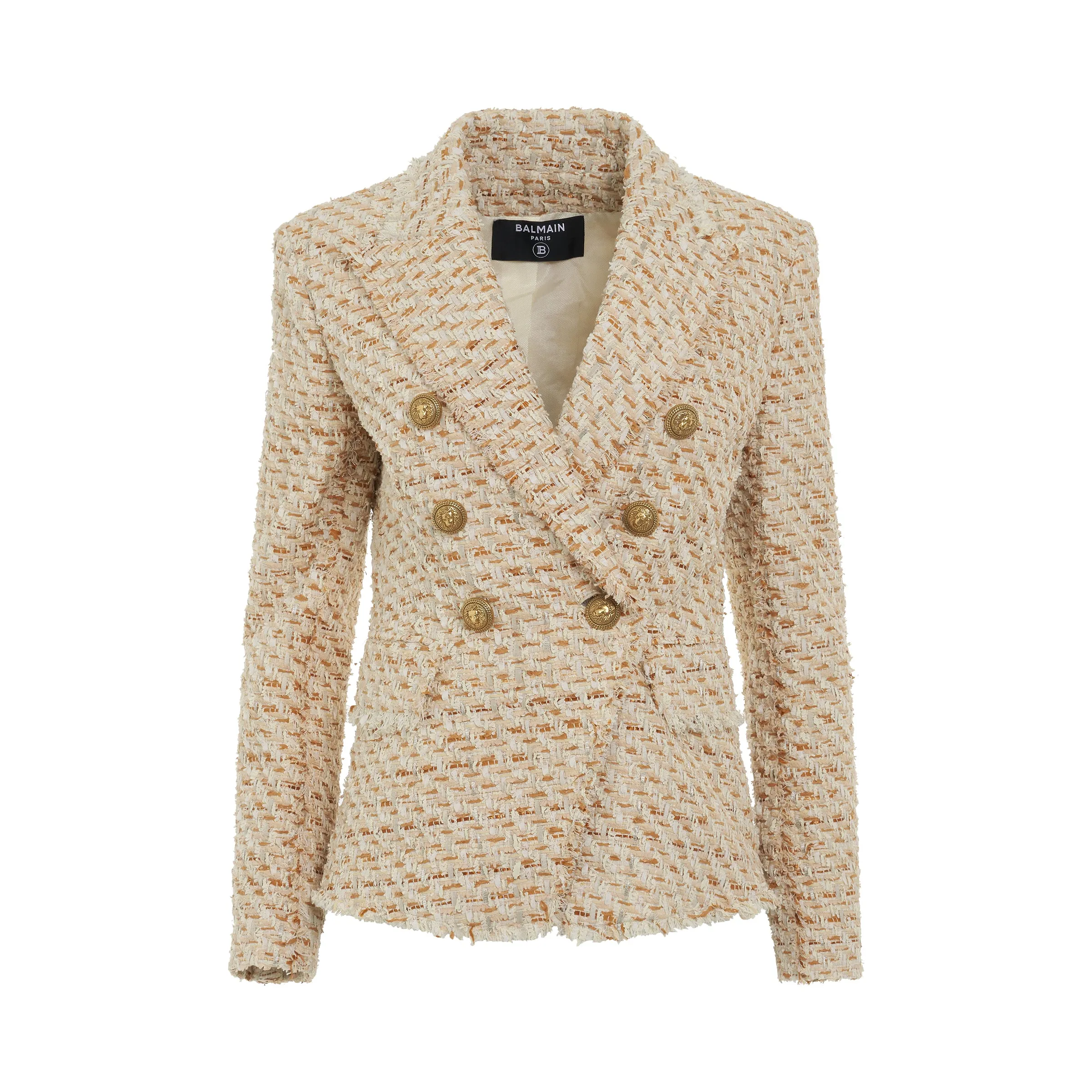 6 Button Tweed Jacket in Multi Beige sold by MARAIS