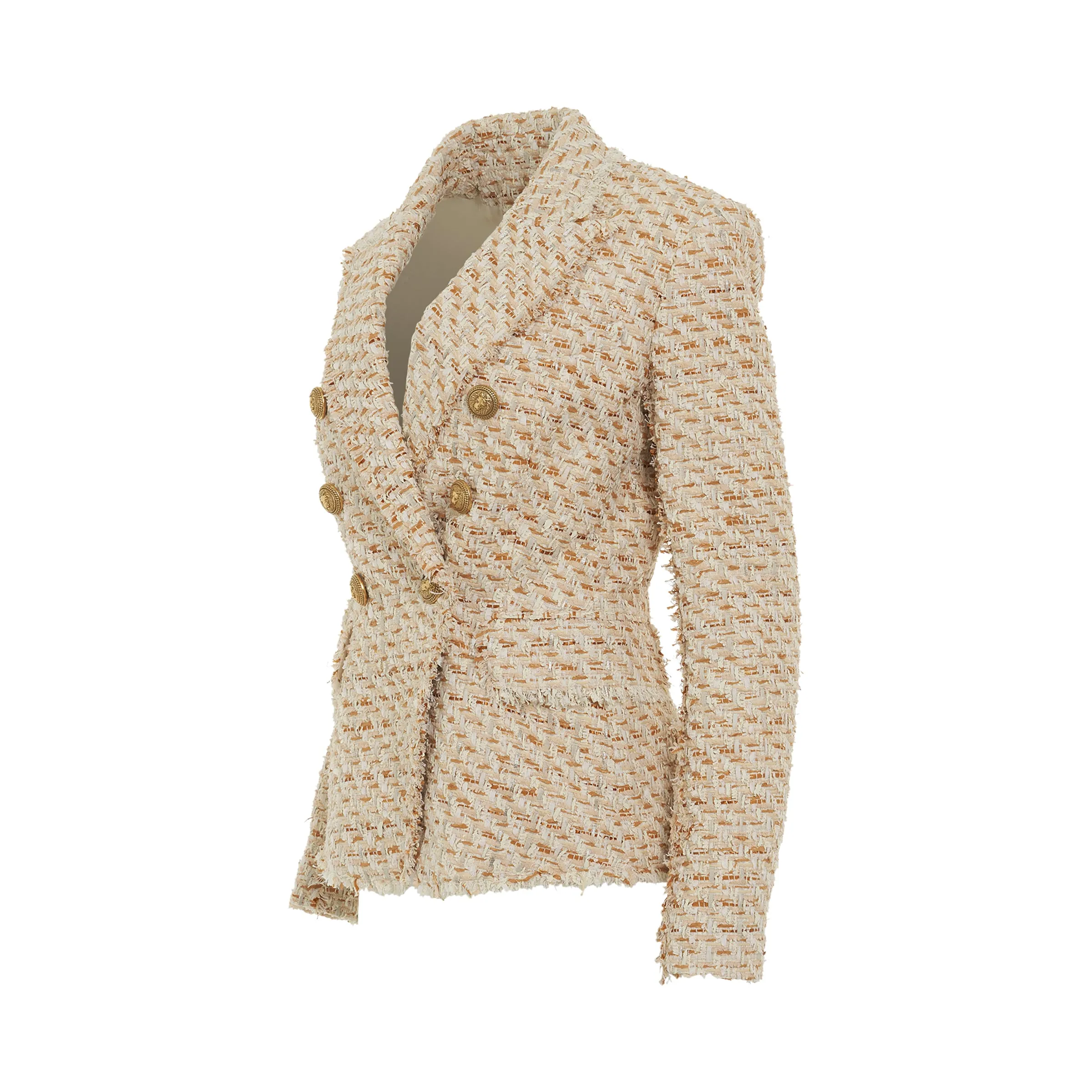 6 Button Tweed Jacket in Multi Beige sold by MARAIS product image thumbnail 2