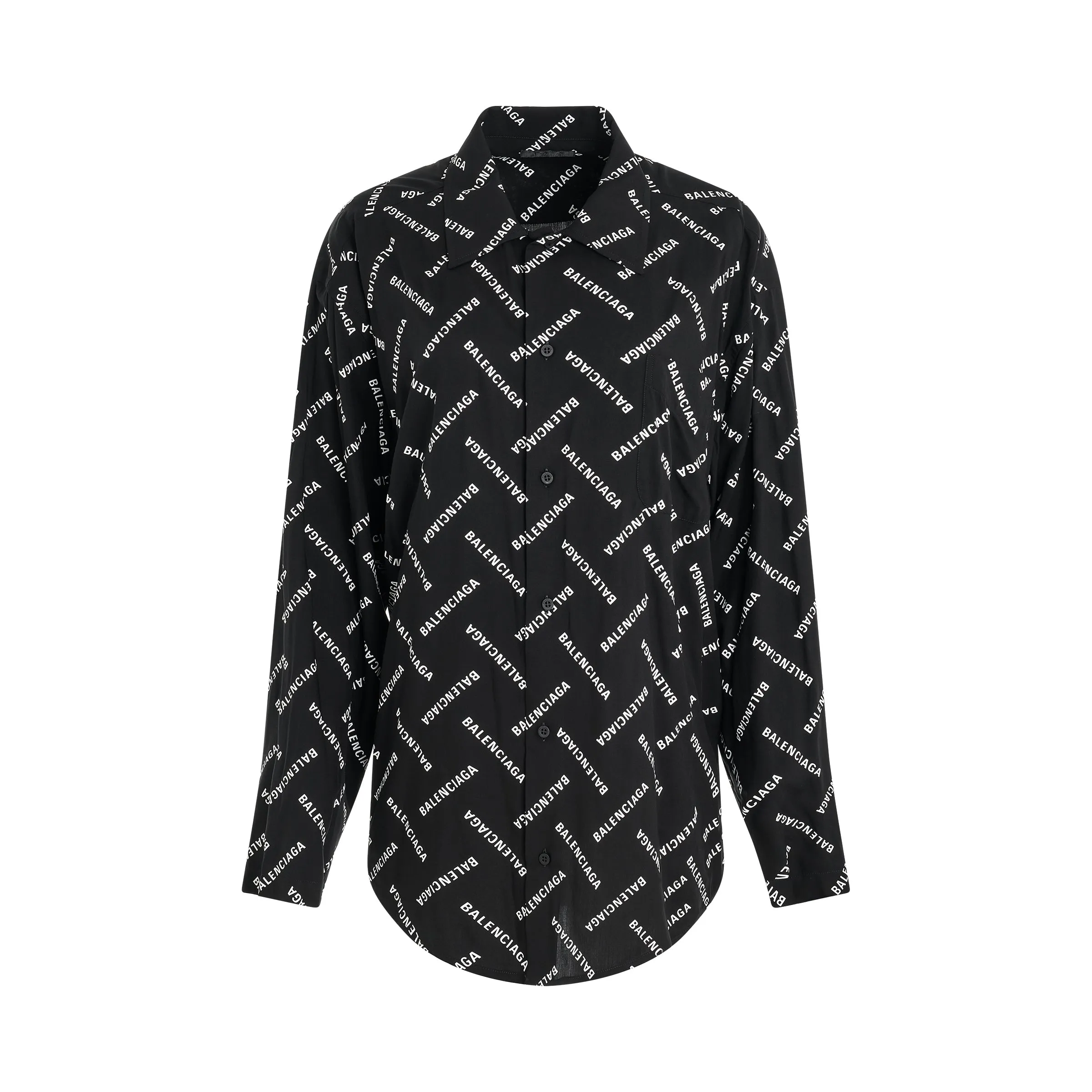 All-Over Logo Long Sleeve Shirt in Black/White sold by MARAIS