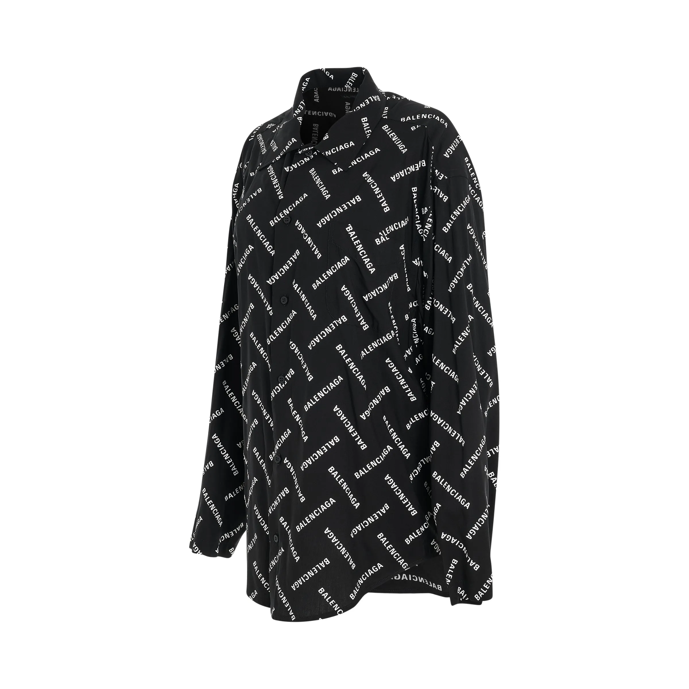 All-Over Logo Long Sleeve Shirt in Black/White sold by MARAIS product image thumbnail 2