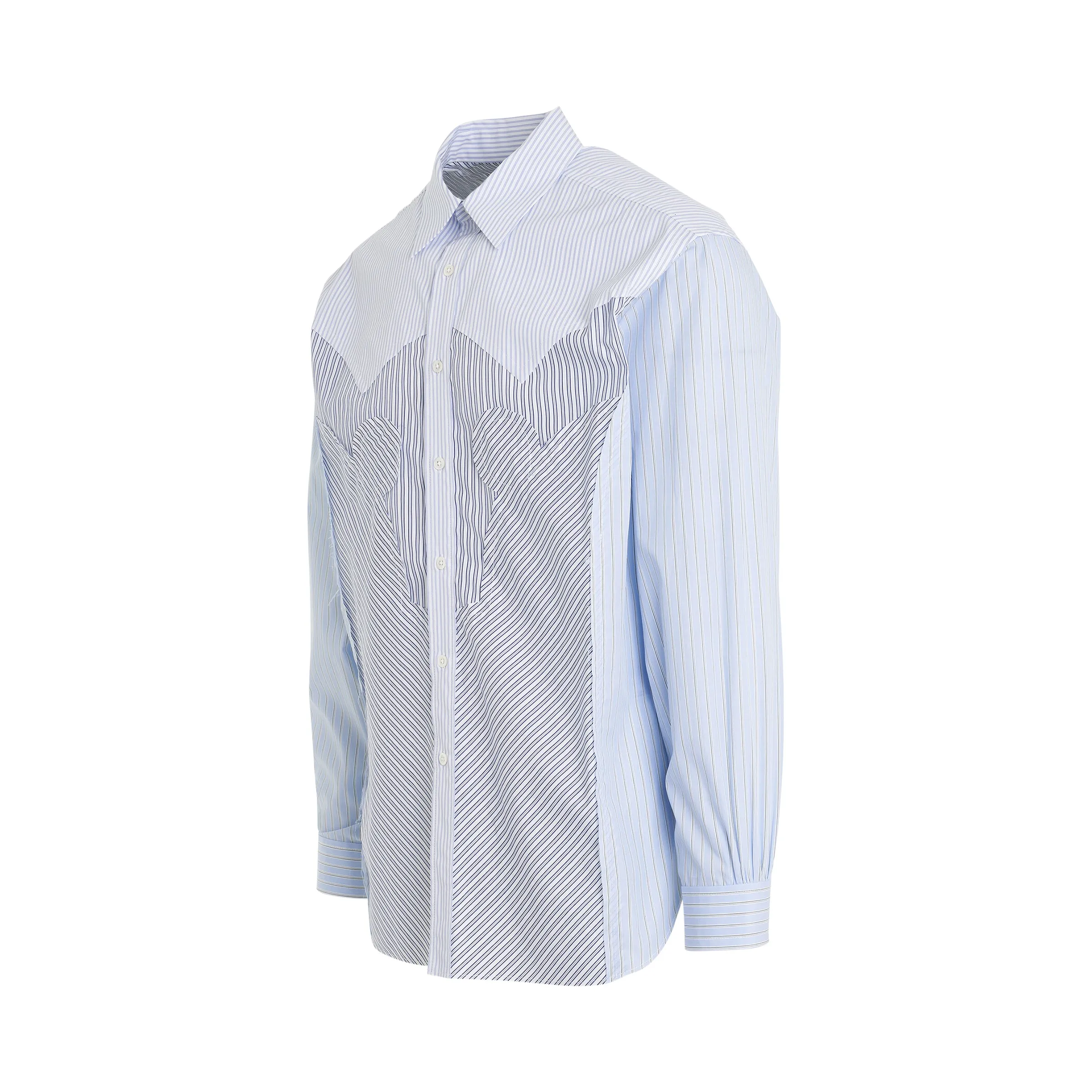 Pin Striped Long Sleeved Shirt in White Blue sold by MARAIS product image thumbnail 2
